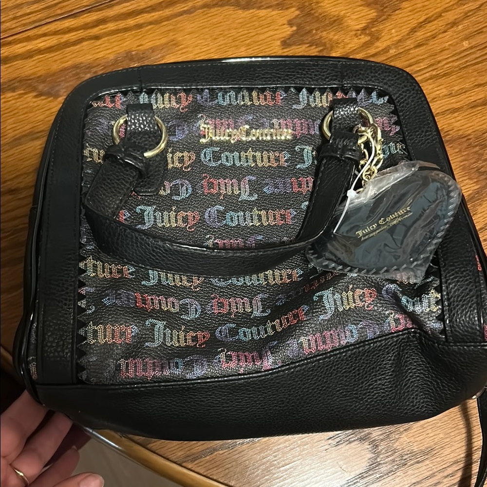 Juicy Couture Black Crossbody Bag with Logo Pattern